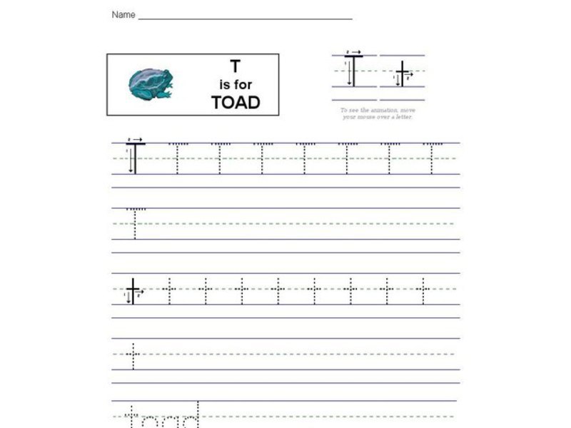T is for Toad: Printing Practice Interactive