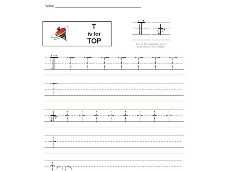 T is for Top: Letter Tt Worksheet