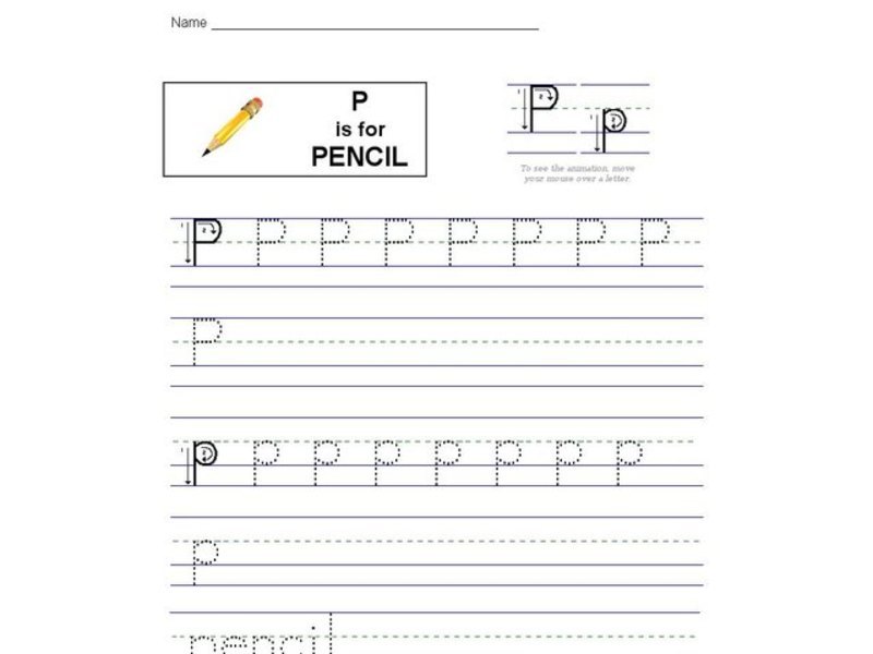 P is for Pencil: Printing Practice Interactive