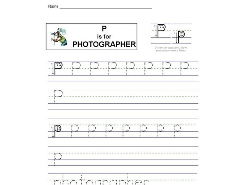 P is for Photographer Worksheet