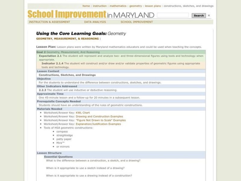 Constructions, Sketches, and Drawings Lesson Plan