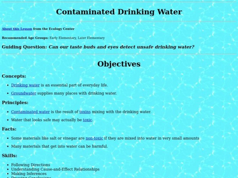 Contaminated Drinking Water Lesson Plan