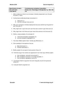 Contemporary Workplace Inequalities Worksheet