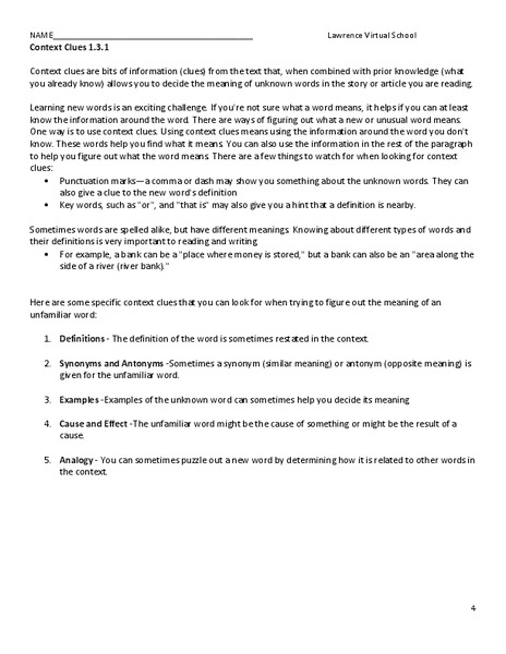 Context Clues Organizer