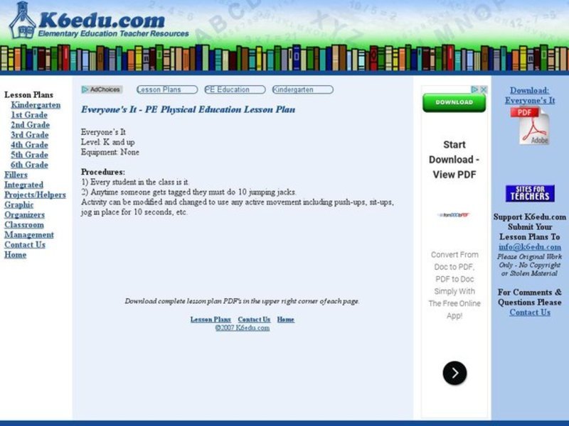 Everyone's It Lesson Plan