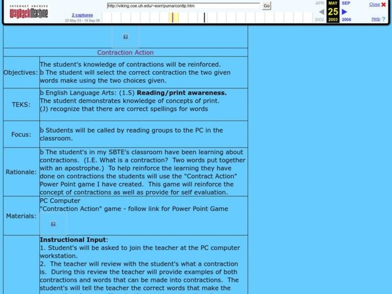 Contraction Action Lesson Plan