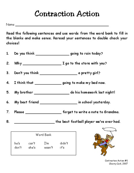Contraction Action Worksheet