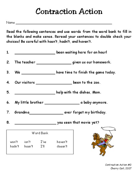 Contraction Action Worksheet