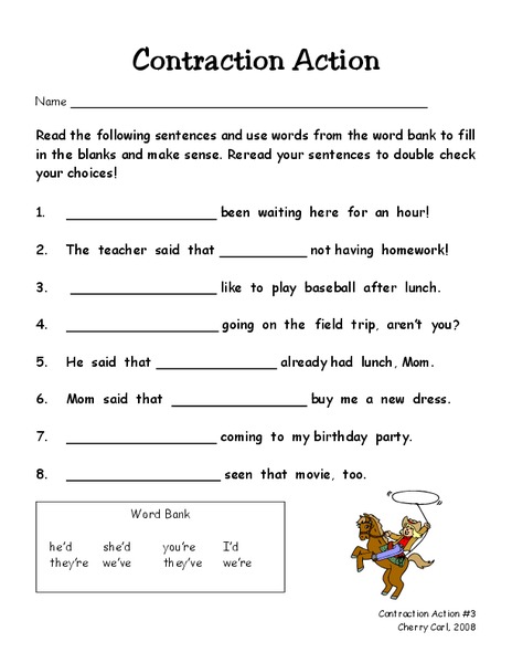 Contraction Action Worksheet