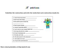 Contraction Practice Worksheet