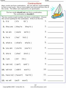 Contractions Worksheet