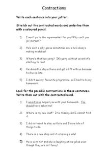 Contractions Worksheet
