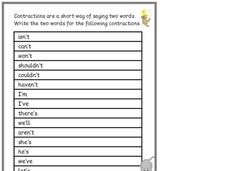 Contractions Worksheet
