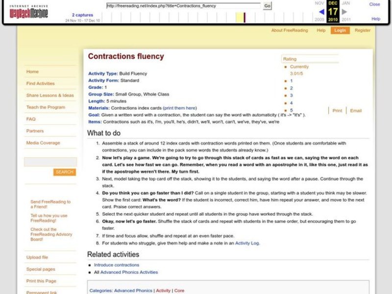 Contractions Fluency Lesson Plan