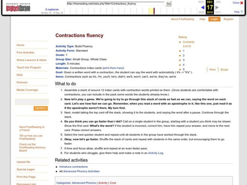 Contractions Fluency Lesson Plan