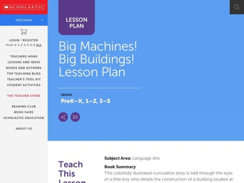 Big Machines! Big Buildings! Lesson Plan Lesson Plan