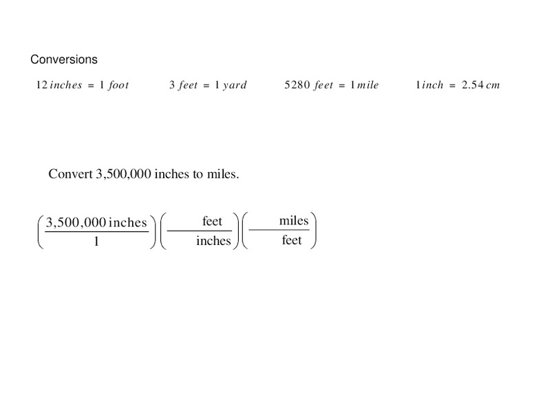 Conversions Worksheet