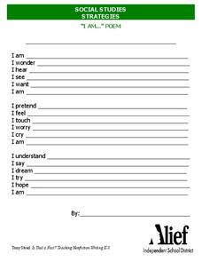 "I Am" Poem Worksheet