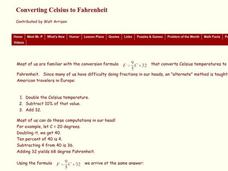 Converting Celsius to Fahrenheit Worksheet