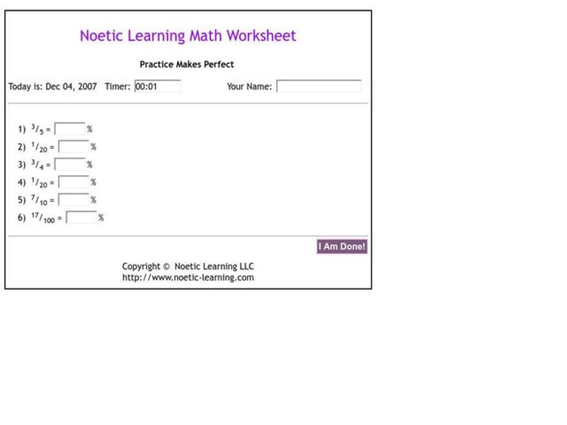 Converting Fractions to Percents Interactive