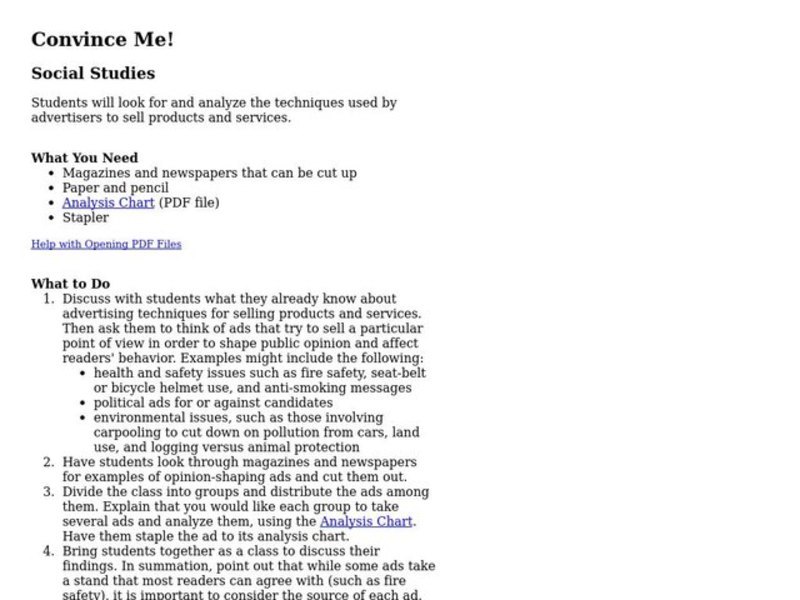 Convince Me! Lesson Plan