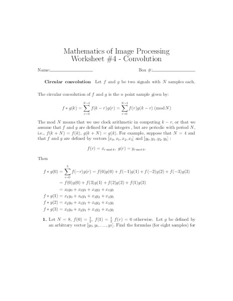 Convolution Worksheet