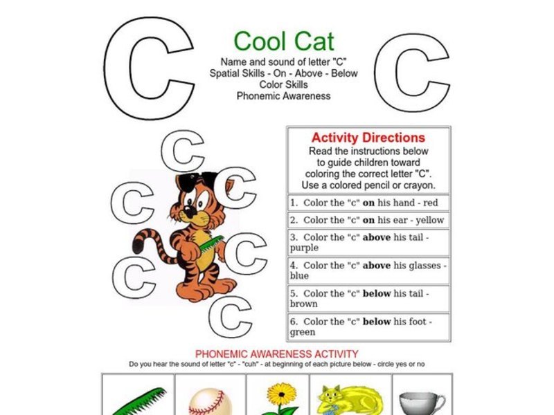 Cool Cat: The Letter C Worksheet