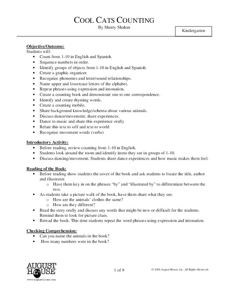 Cool Cats Counting Lesson Plan