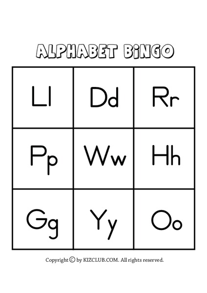 Alphabet Bingo Organizer