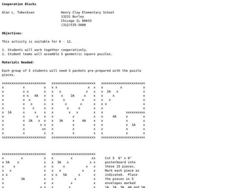 Cooperation Blocks Lesson Plan