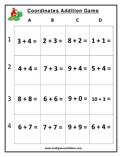 Coordinate Addition Game Worksheet