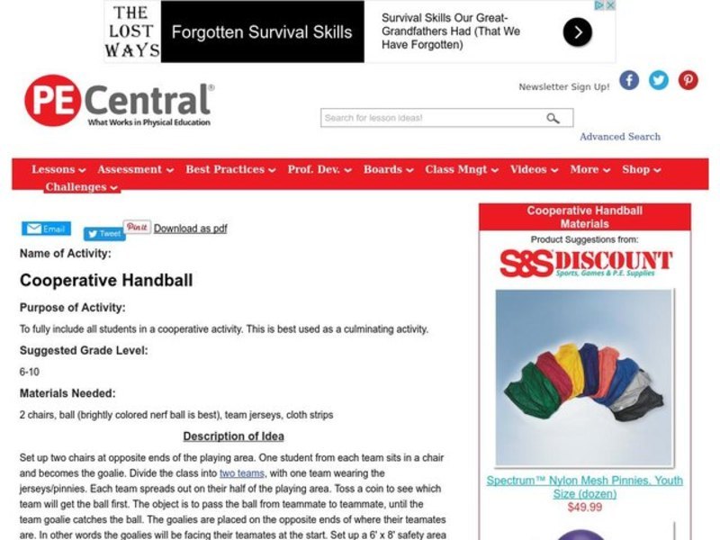 Cooperative Handball Lesson Plan