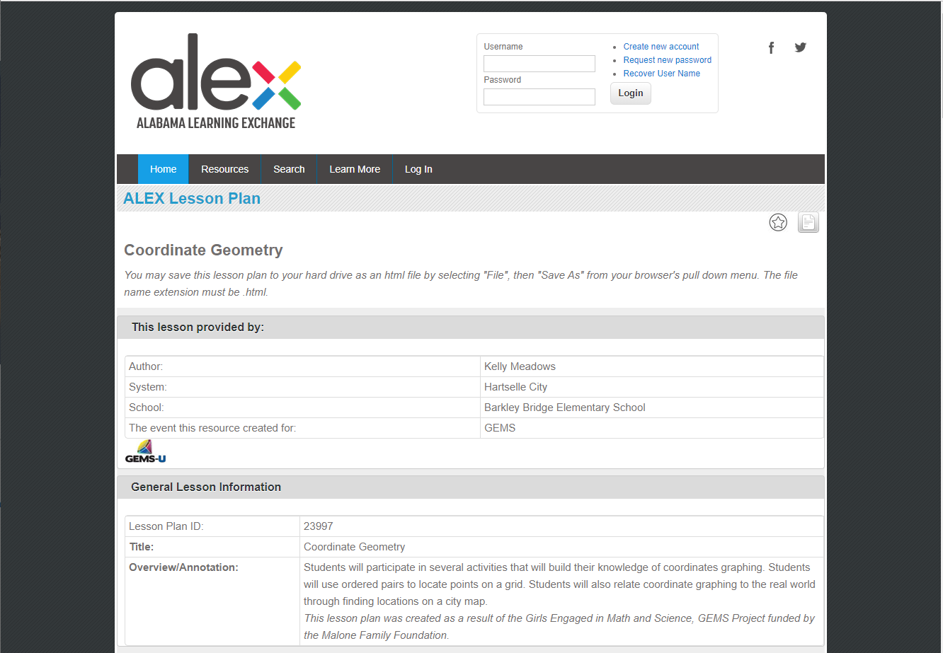Coordinate Geometry Lesson Plan