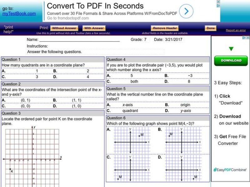 Coordinate Plane Interactive