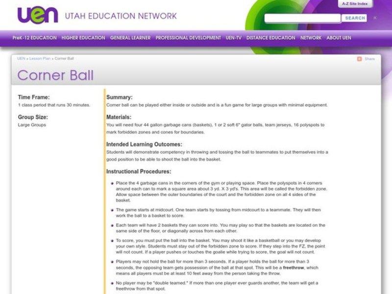 Corner Ball Lesson Plan