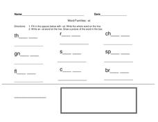 Word Families: -at Worksheet