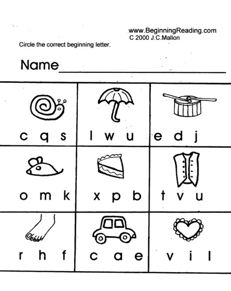 Correct Beginning Letter Lesson Plan