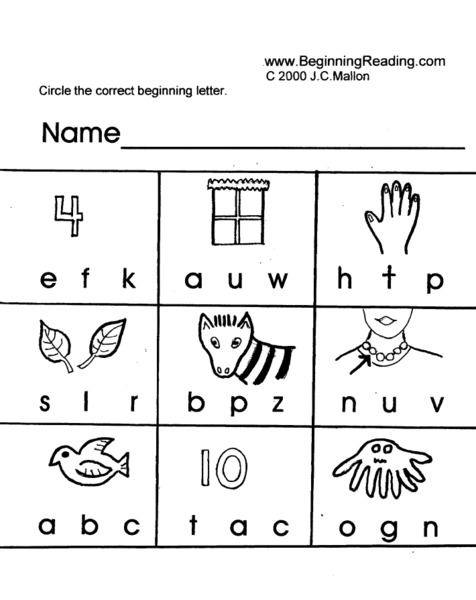 Correct Beginning Letter Lesson Plan