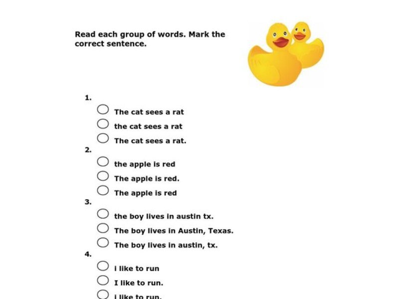 Correct Sentences Worksheet