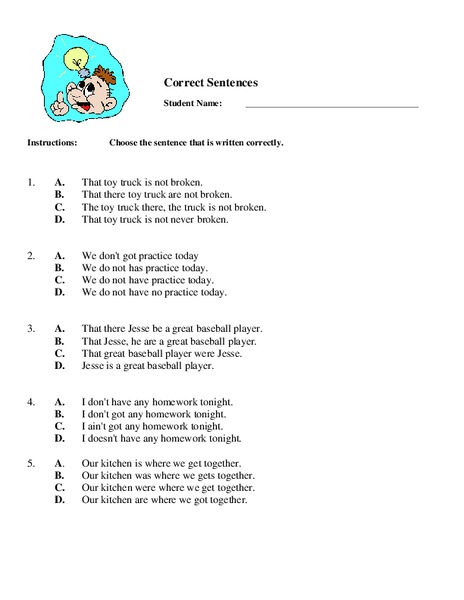 Correct Sentences Worksheet