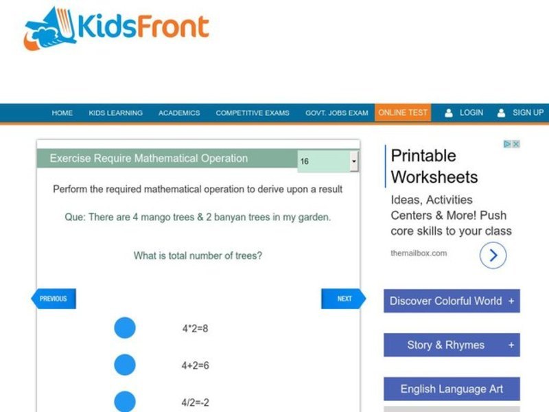 Correct number sentence Interactive