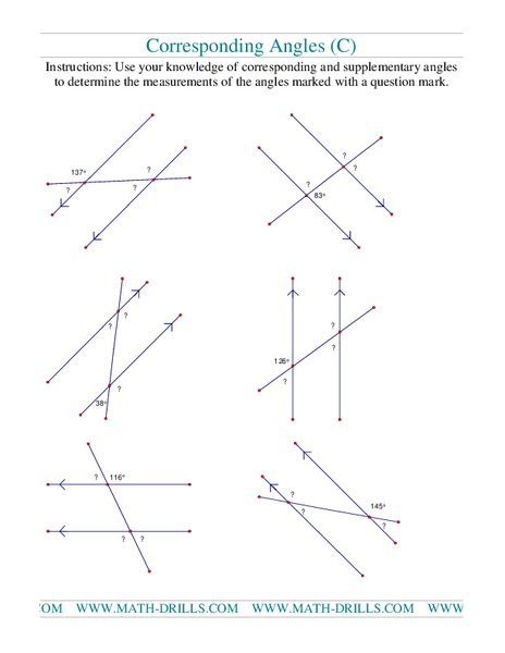 Corresponding Angles Worksheet