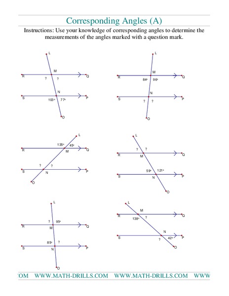 Corresponding Angles Worksheet