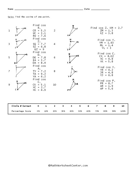 Cosine Worksheet