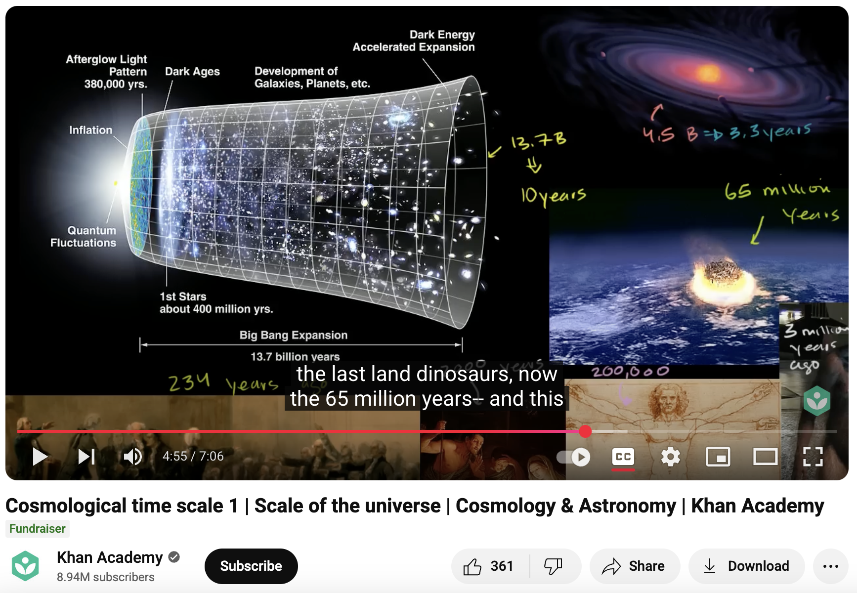 Cosmological Time Scale 1, Scale of the Universe, Cosmology and Astronomy Instructional Video