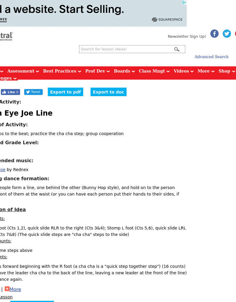 Cotton Eye Joe Line Lesson Plan