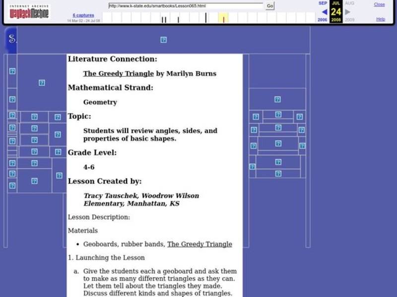 "The Greedy Triangle" by Marilyn Burns Lesson Plan