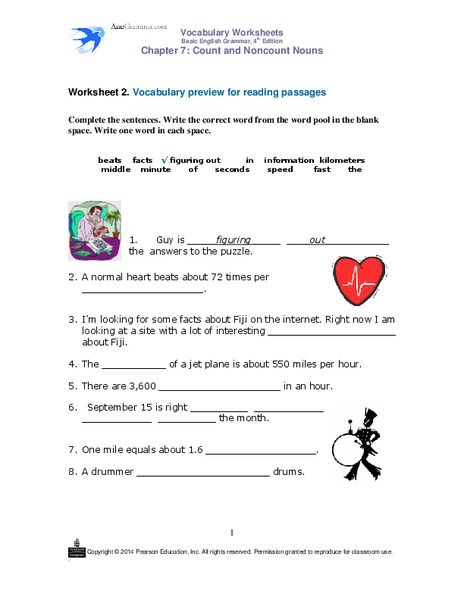 Count and Noncount Nouns Worksheet