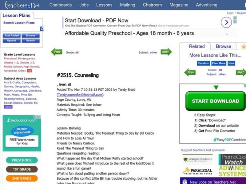 Counseling Lesson Plan