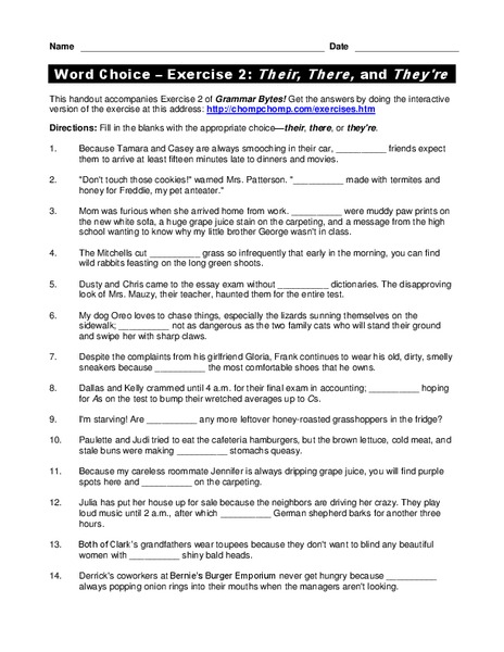 Word Choice: Their, There and They're Interactive